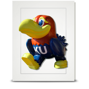 KU Jayhawk Union Entrance statue turning - folded card