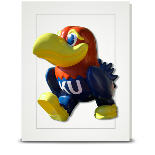 KU Jayhawk Union Entrance statue turning - folded card