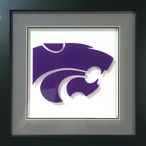 KSU Power Cat on Silver - framed